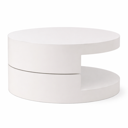 Table Basse Ronde 70 × 70 cm – LED & Plateau Rotatif