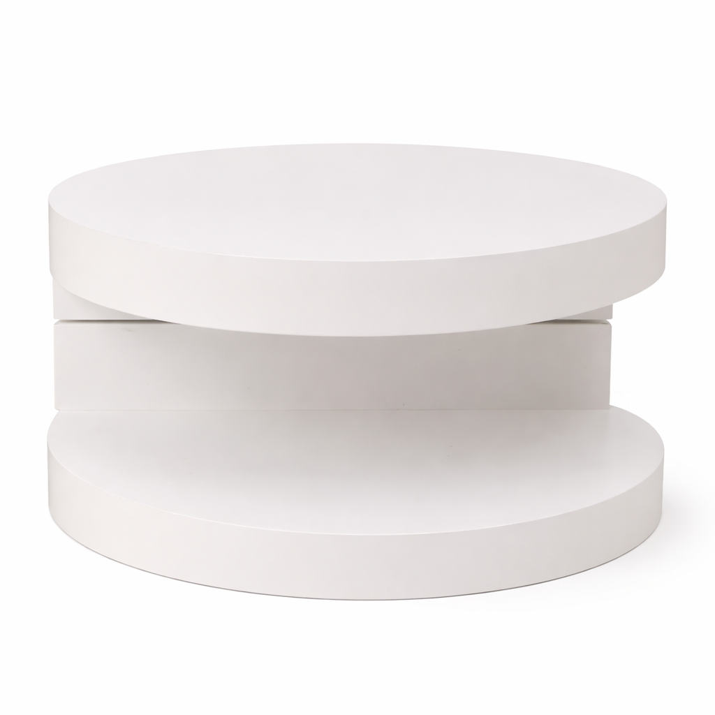 Table Basse Ronde 70 × 70 cm – LED & Plateau Rotatif