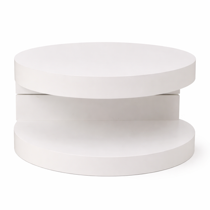 Table Basse Ronde 70 × 70 cm – LED & Plateau Rotatif